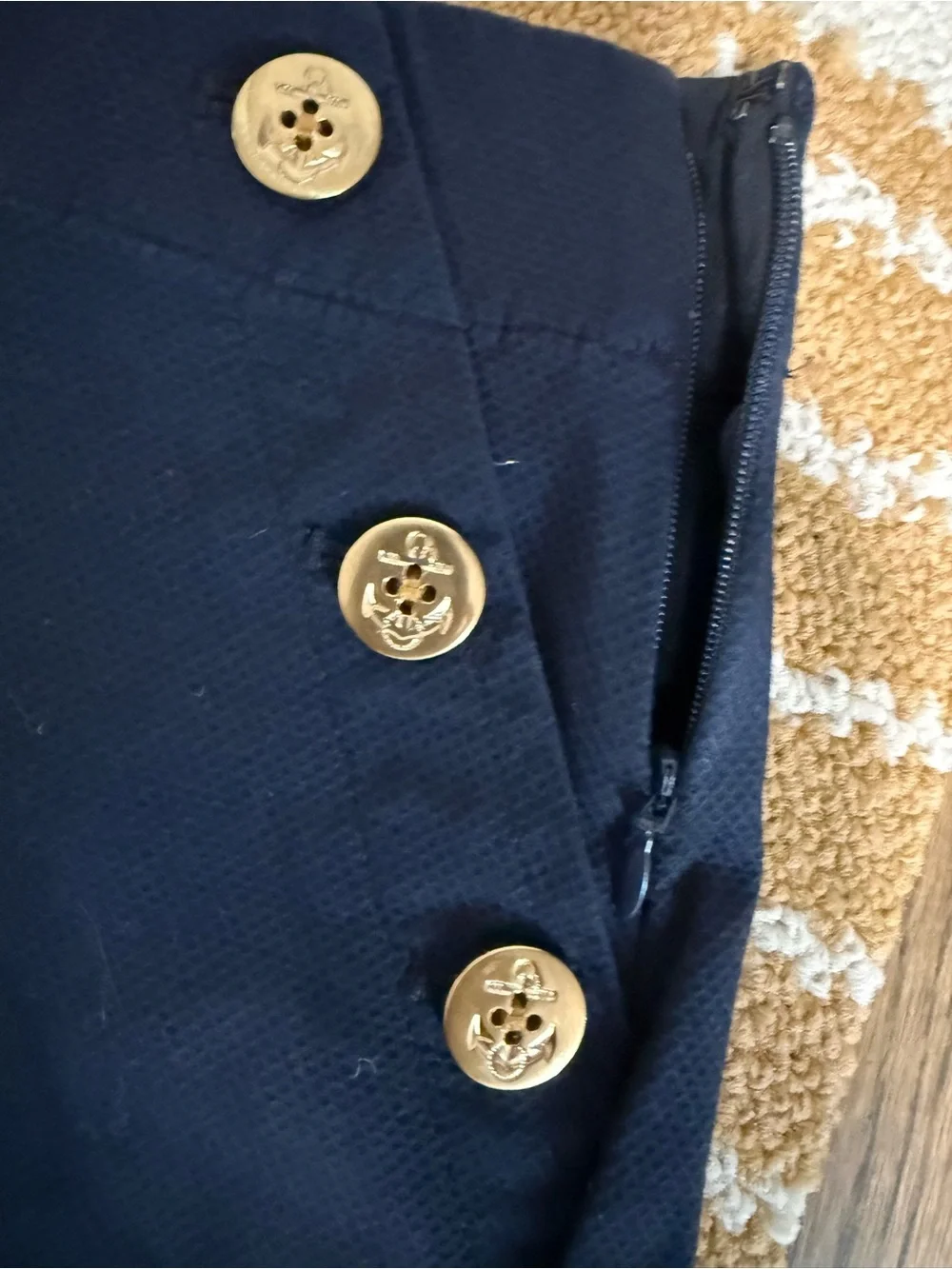 J. Crew Navy High-Waist Sailor-Style Shorts with Gold Buttons